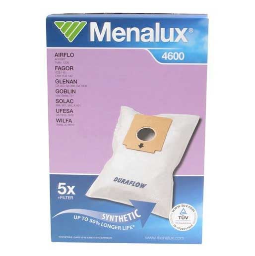 Menalux Duraflow 4600 Synthetic Dust Bags 5 Pack & Filter